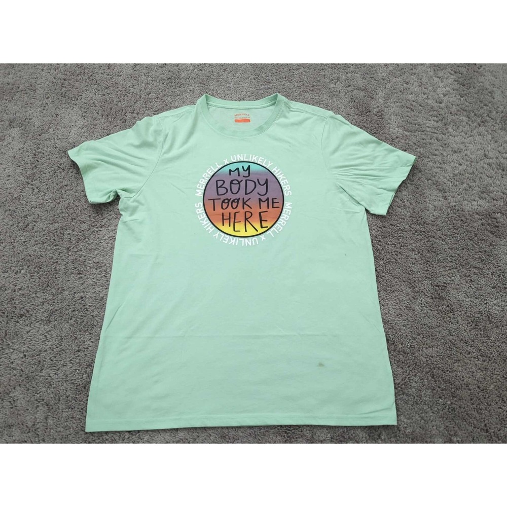 Merrell x Unlikely Hikers T Shirt Mens XL Short Sleeve My Body Took Me Here‎